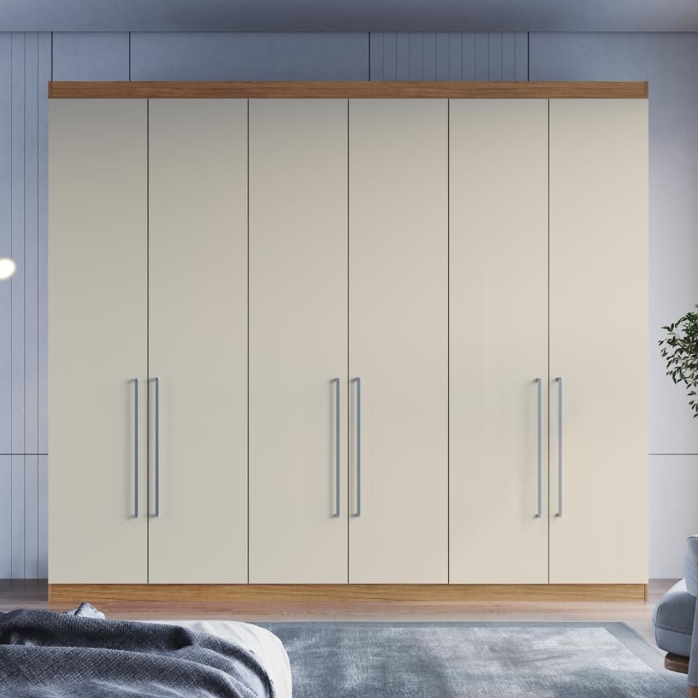 Encontraproduto.com.br - Guarda-roupa Casal 6 Portas 6 Gavetas Naturalle/cristalo