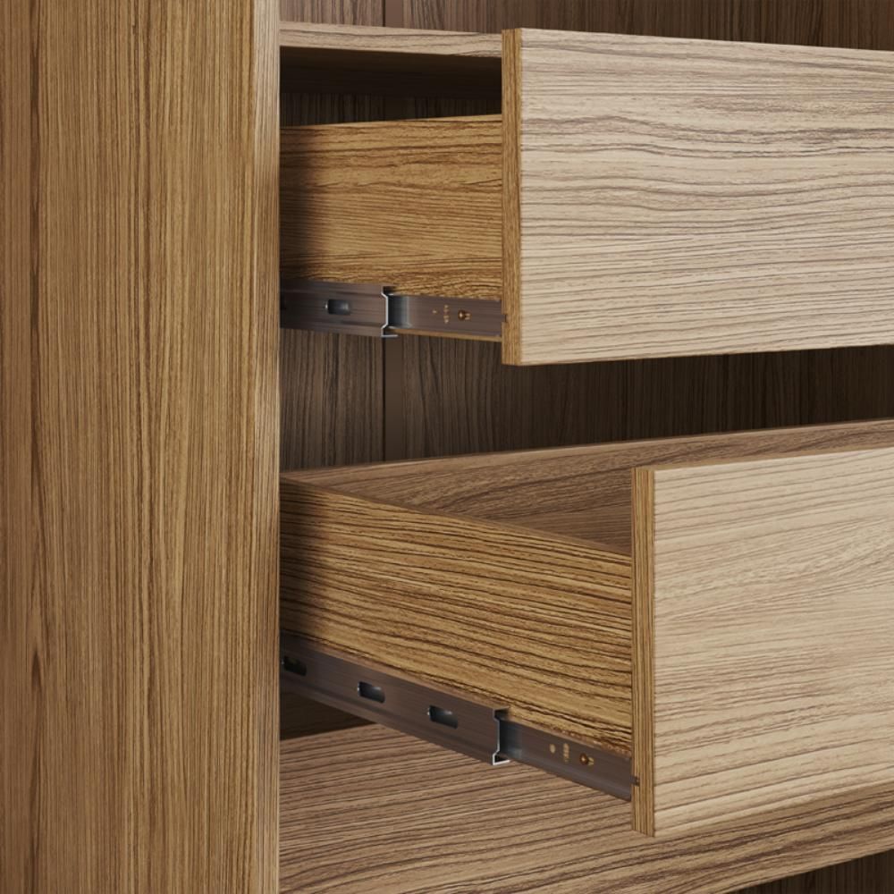 Encontraproduto.com.br - Guarda-roupa Casal 6 Portas 6 Gavetas Naturalle/cristalo