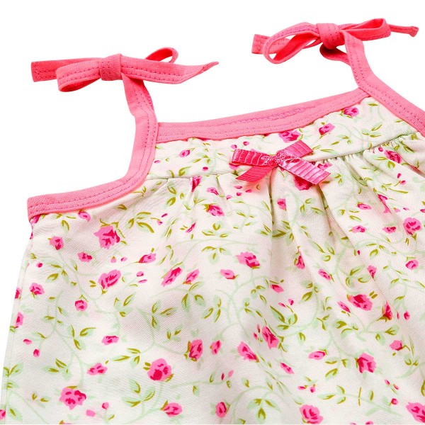 Encontraproduto.com.br - Macacão sem manga em tricoline floral com laço de cetim GG