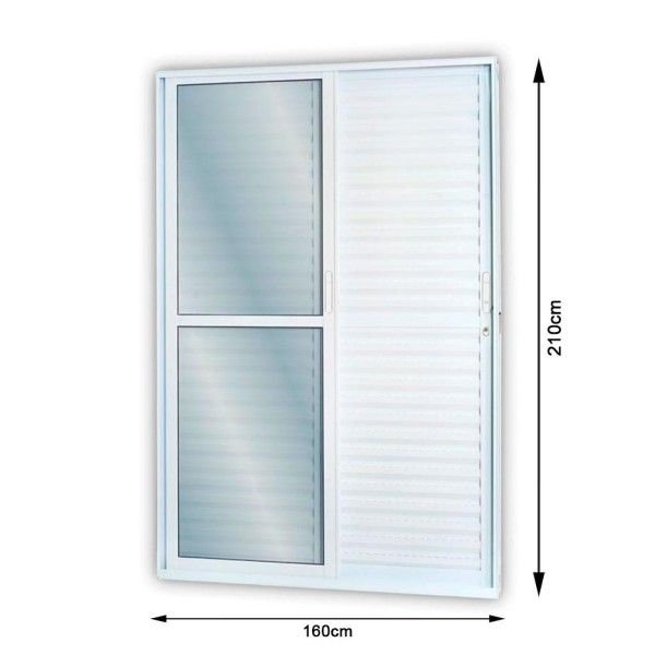 Encontraproduto.com.br - Porta MGM 210X160Cm Branca Solida Basculante com Vidro 3 Folhas ID 75 - Direita - Alumínio