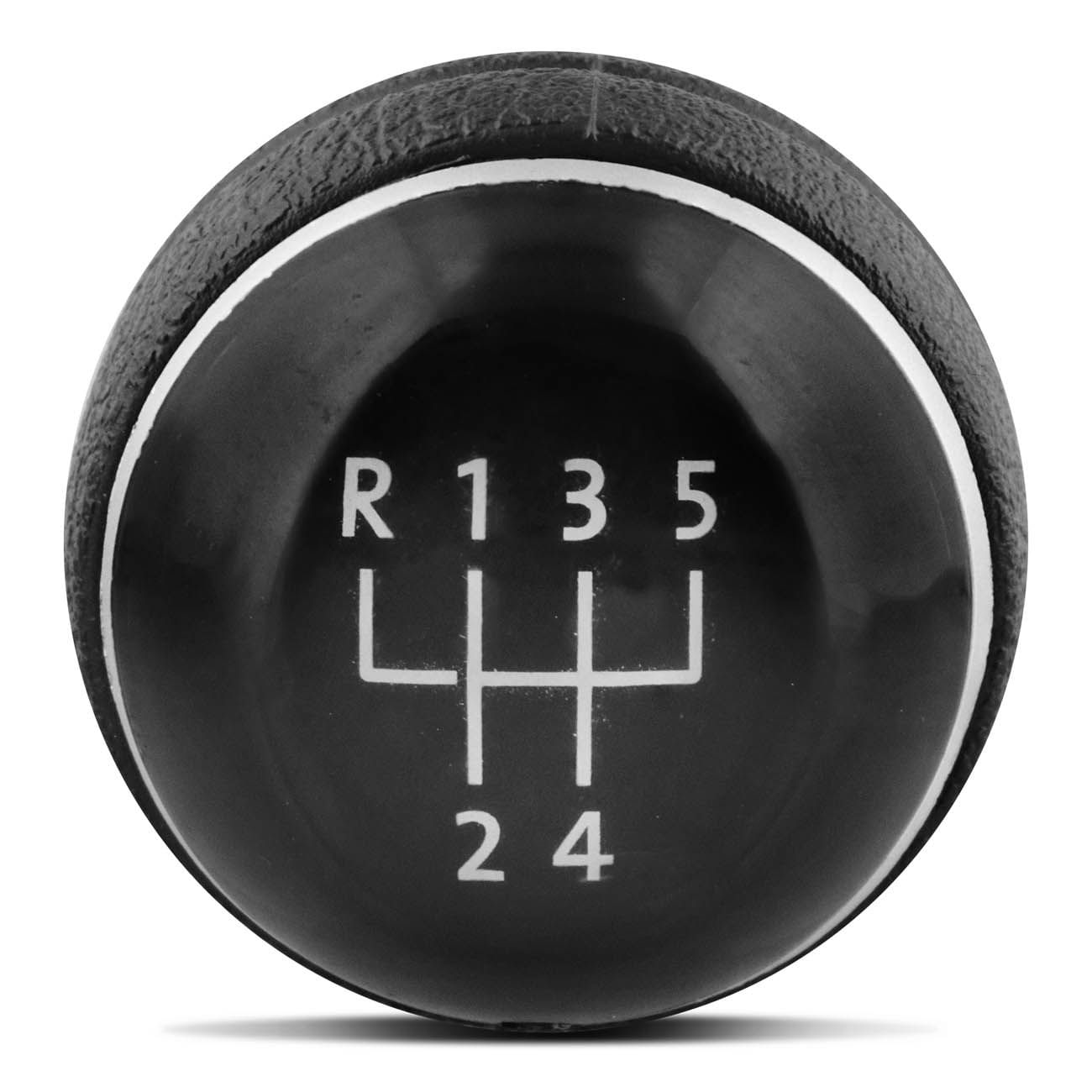 Encontraproduto.com.br - Manopla Bola Câmbio Gol G6 Fox Voyage 5 Marchas Preto Com Aro Prata Ré Para Frente