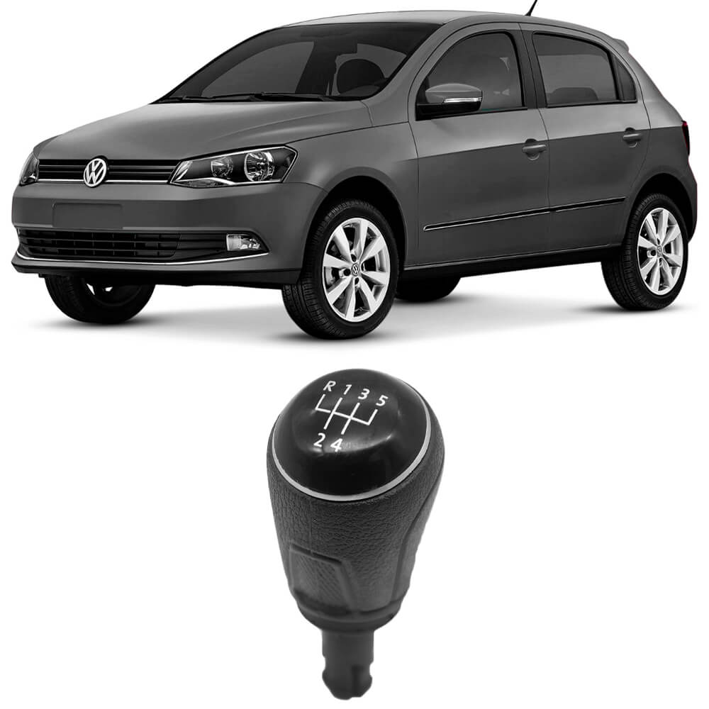 Encontraproduto.com.br - Manopla Bola Câmbio Gol G6 Fox Voyage 5 Marchas Preto Com Aro Prata Ré Para Frente