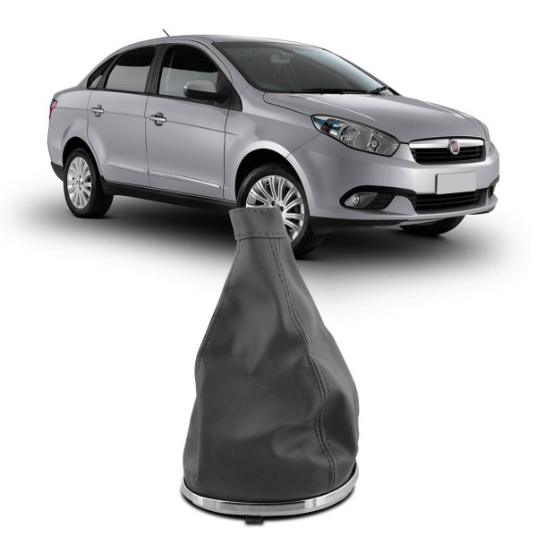 Encontraproduto.com.br - Coifa de Câmbio sem Manopla Grand Siena 2012 a 2018 Novo Palio G5 2012 a 2017 Cinza com Base Cromada