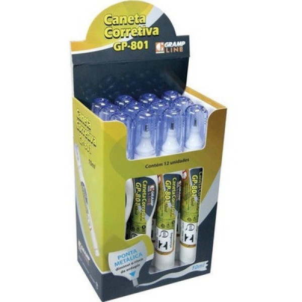 CANETA CORRETIVA GP-801 COM 10ML - 12 UNIDADES