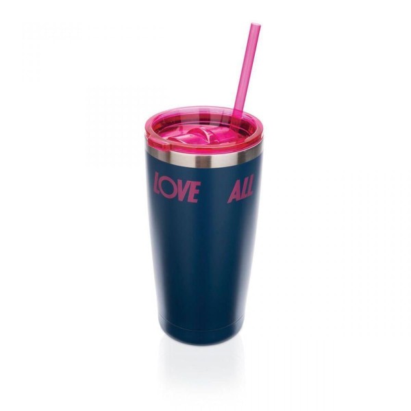 Encontraproduto.com.br - Copo Termico com Canudo Beatles Love