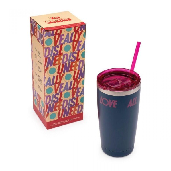 Encontraproduto.com.br - Copo Termico com Canudo Beatles Love