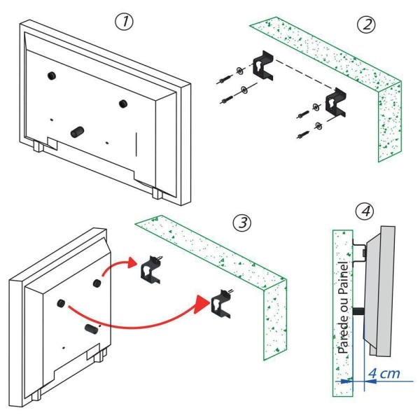 Encontraproduto.com.br - Suporte Fixo Tv-monitor 10-100 - Aço - Instalação Fácil