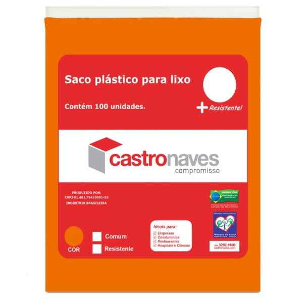 Encontraproduto.com.br - Saco para Lixo 60 Litros na Cor Laranja - Pacote com 100 Unidades