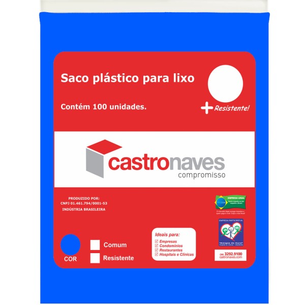Encontraproduto.com.br - Saco para Lixo 20 Litros na Cor Azul - Pacote com 100 Unidades