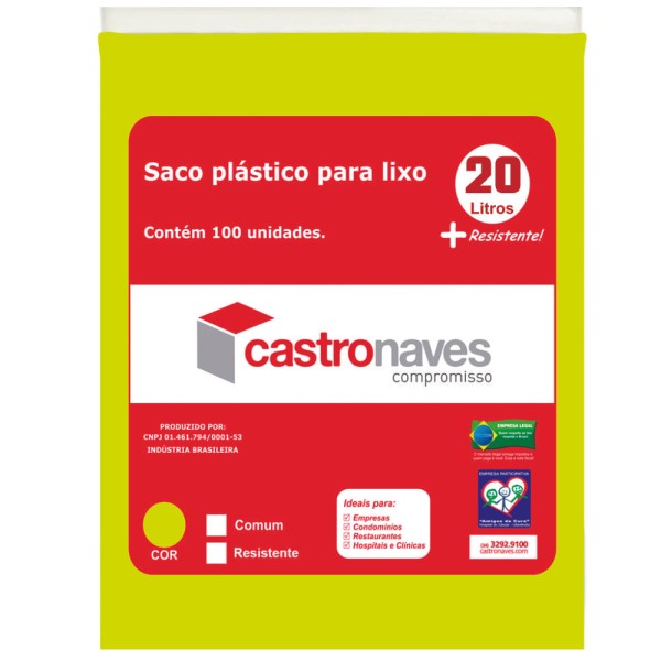 Encontraproduto.com.br - Saco para Lixo 20 Litros na Cor Amarelo - Pacote com 100 Unidades