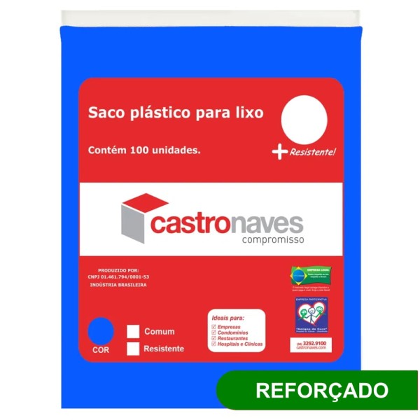 Encontraproduto.com.br - Saco para Lixo 200 Litros Azul Reforçado 90x100cm C/100