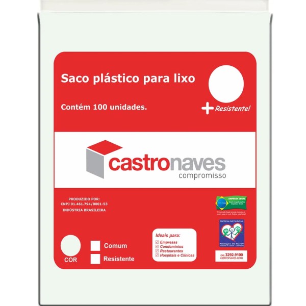 Saco para Lixo 105 Litros Reforçado na Cor Transparente 80x90cm PT/ 100