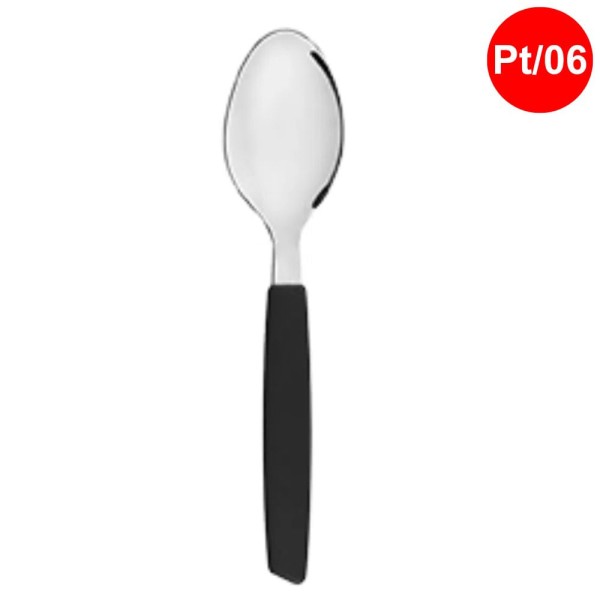 Colher de Chá Inox com Cabo Plástico Preto Linha Color SL0189 PT/6