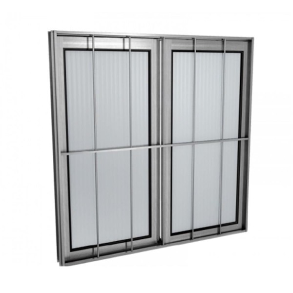 Encontraproduto.com.br - Janela De Correr 100X100 Com Grade Vidro Canelado Natural Quality Esquadria