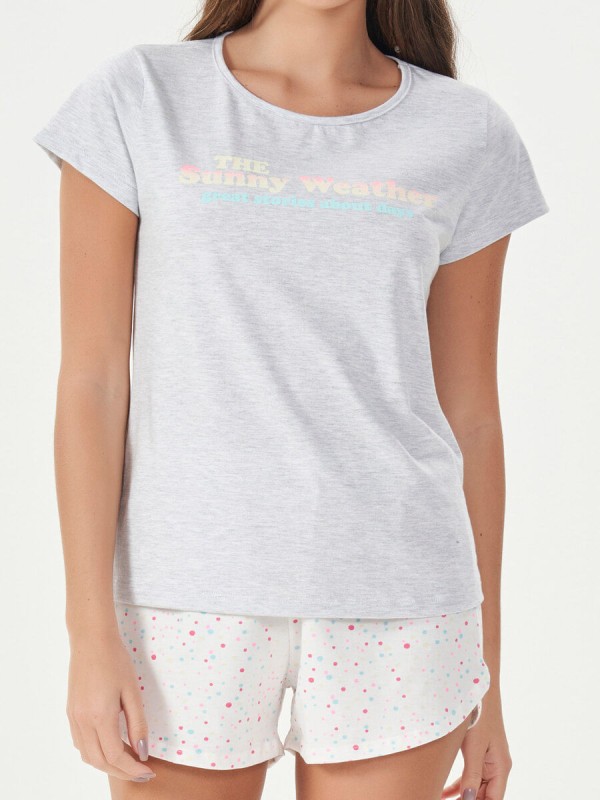 Encontraproduto.com.br - PIJAMA FEMININO CURTO ESPAÇO PIJAMA 41000 Cinza