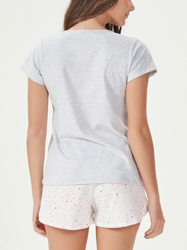 Encontraproduto.com.br - PIJAMA FEMININO CURTO ESPAÇO PIJAMA 41000 Cinza