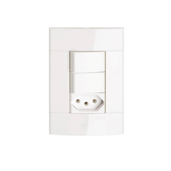 Conjunto Montado 2 Interruptores Simples E 1 Tomada 2P+T 10A Pb Prm044721 Branco Decor Schneider