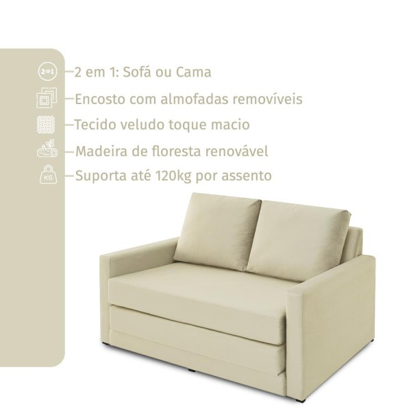 Sofá Simi 2 em 1 Sofá Cama 1.55m Estofama