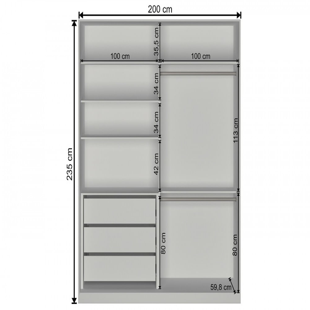 Encontraproduto.com.br - Guarda-roupa Casal 2 Portas Correr Rc2006 - Nova Mobile Cor Branco