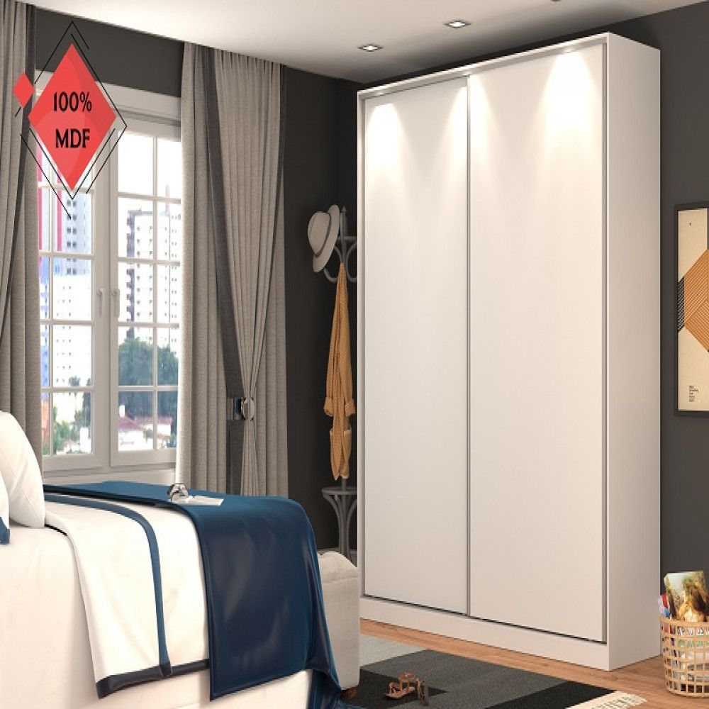 Encontraproduto.com.br - Guarda-roupa Casal 2 Portas Correr Rc2006 - Nova Mobile Cor Branco