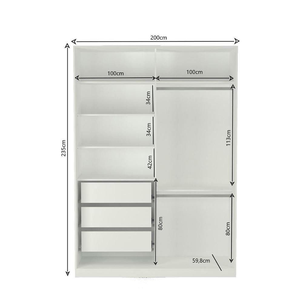 Encontraproduto.com.br - Guarda-roupa Casal 2 Portas Correr Rc2006 - Nova Mobile Cor Branco