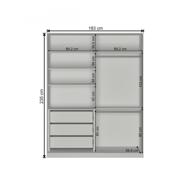 Encontraproduto.com.br - Guarda Roupa Closet Medium 2 Portas Nova Mobile Branco