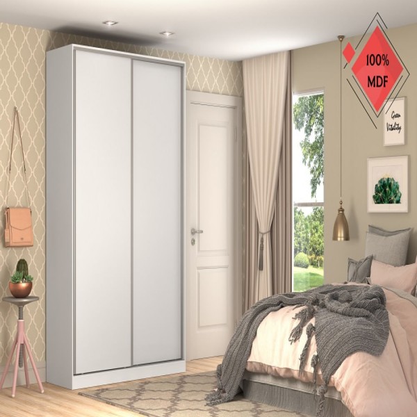 Encontraproduto.com.br - Guarda-roupa Closet 165cm 2 Portas 100% Mdf Branco