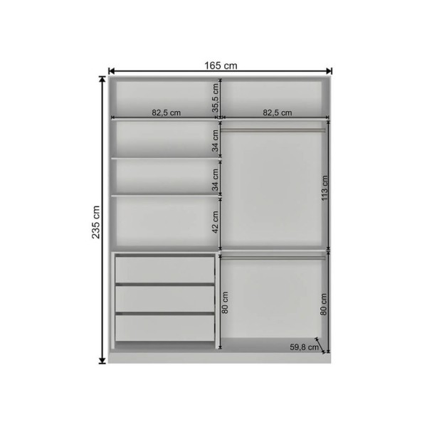 Encontraproduto.com.br - Guarda-roupa Closet 165cm 2 Portas 100% Mdf Branco