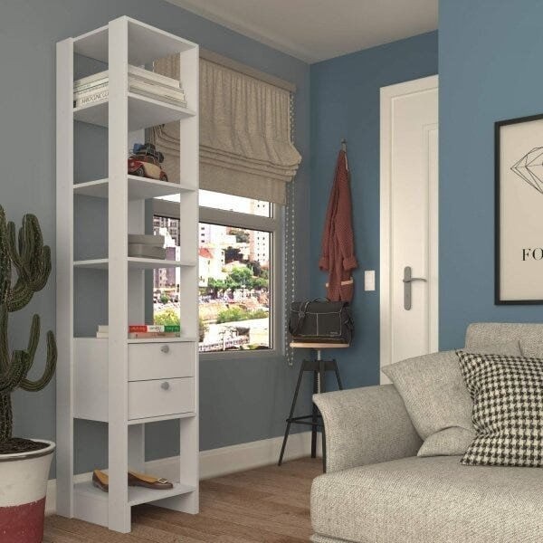 Encontraproduto.com.br - Estante Closet com 2 Gavetas e 5 Nichos - Branco