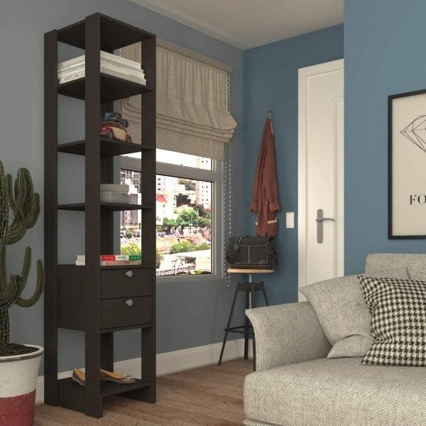 Encontraproduto.com.br - Closet Slim Yes Com 2 Gavetas e 5 Prateleiras Nova Mobile