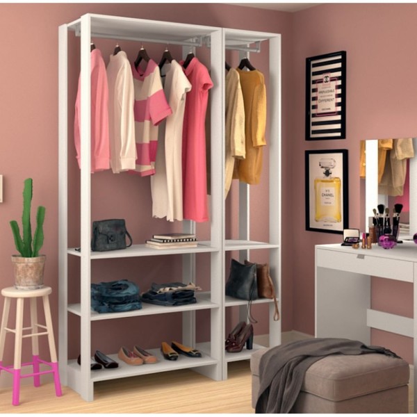 Encontraproduto.com.br - Estante Closet Yes 120cm com 2 Cabideiros - Branco