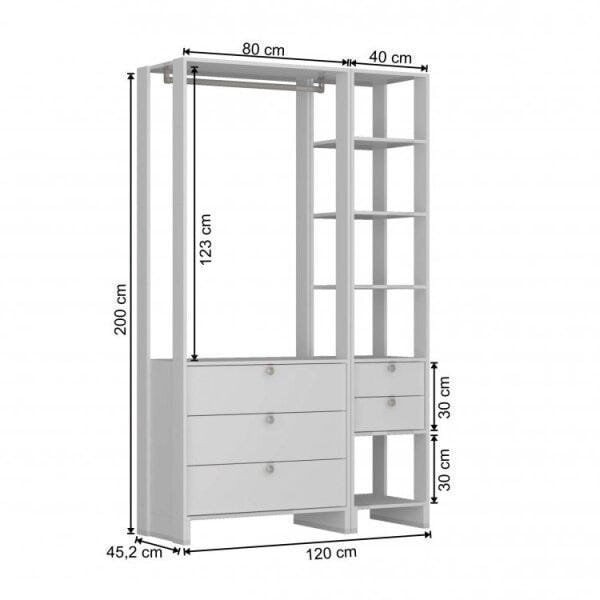 Encontraproduto.com.br - Estante Closet Yes 120cm com 5 Gavetas e 5 Nichos - Branco