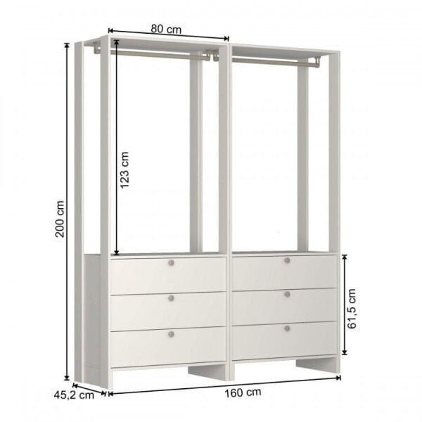 Encontraproduto.com.br - Estante Closet Yes com 6 Gavetas e 2 Cabideiros - Montana