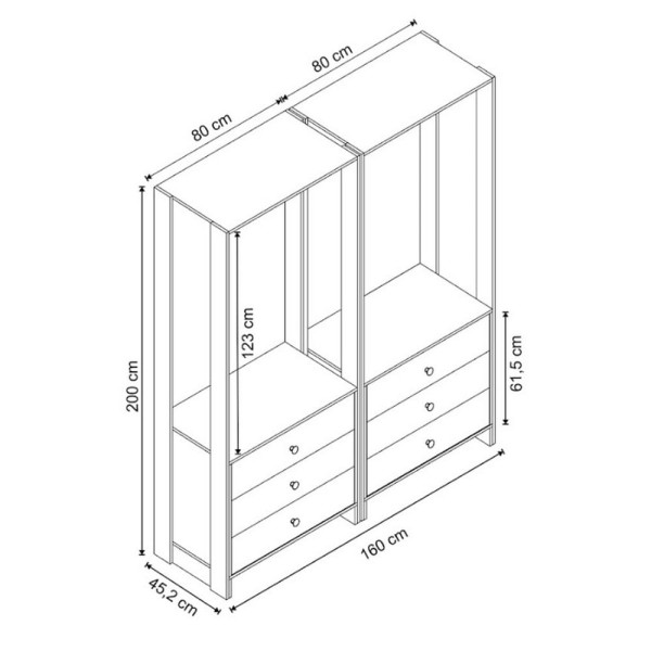 Encontraproduto.com.br - Estante Closet Yes com 6 Gavetas e 2 Cabideiros - Montana