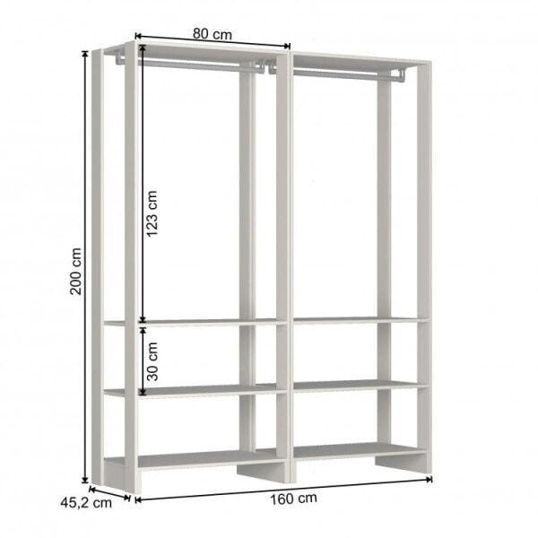Encontraproduto.com.br - Closet Yes Com 2 Cabideiros e 6 Prateleiras Nova Mobile