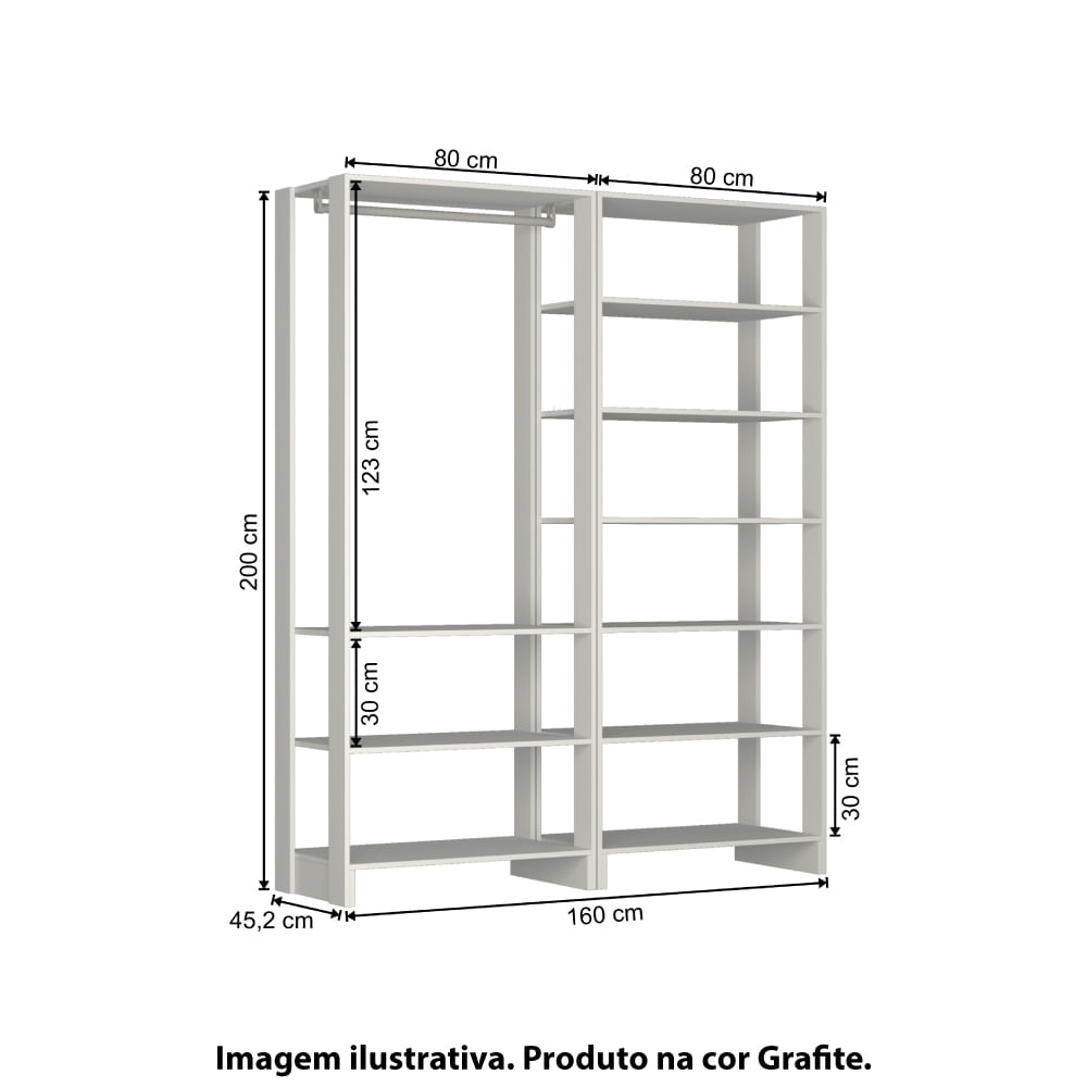 Encontraproduto.com.br - Closet Yes Com Cabideiro e 9 Prateleiras Nova Mobile