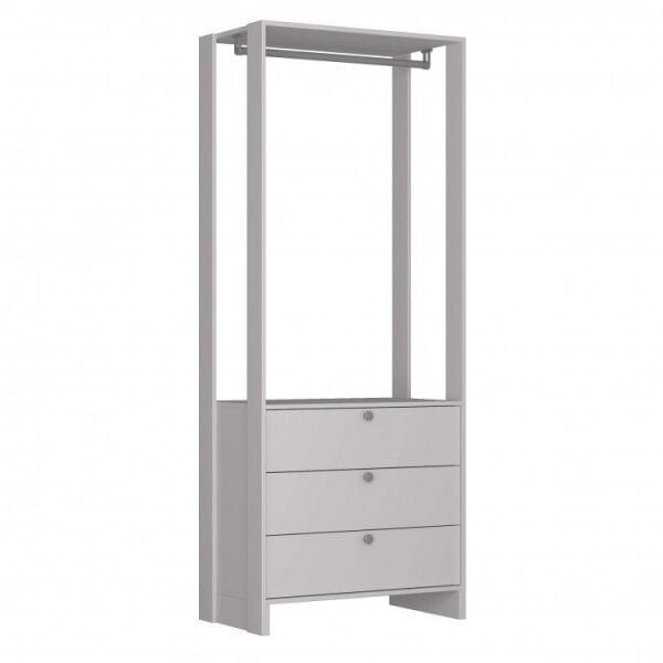Encontraproduto.com.br - Estante Closet Yes com 2 Cabideiros e 3 Gavetas - Branco