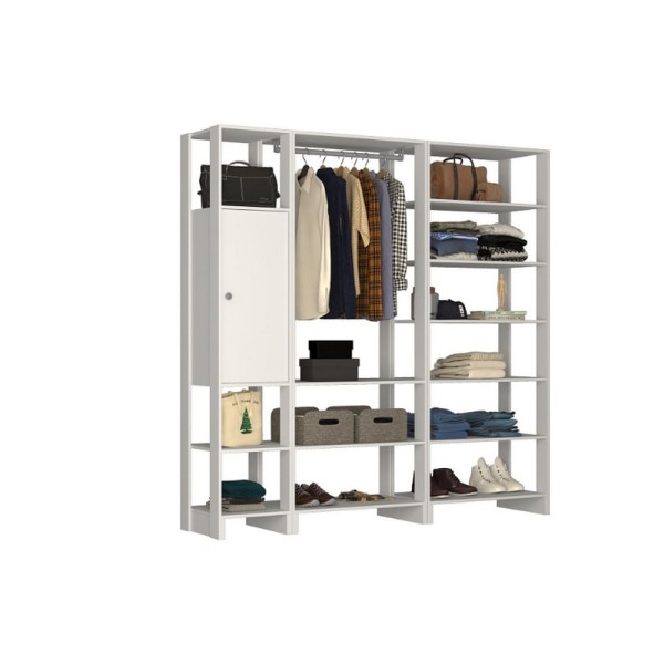 Encontraproduto.com.br - Closet Multi Yes Com Cabideiro Porta e 12 Prateleiras Nova Mobile