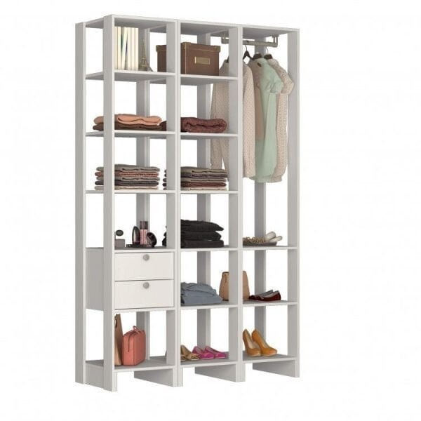 Estante Closet Yes com 1 Cabideiro e 13 Nichos - Branco