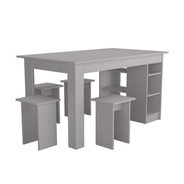 Encontraproduto.com.br - Mesa Nova Móbile Multi com 4 Bancos, Nicho e Prateleira