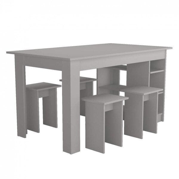Encontraproduto.com.br - Mesa Nova Móbile Multi com 4 Bancos, Nicho e Prateleira