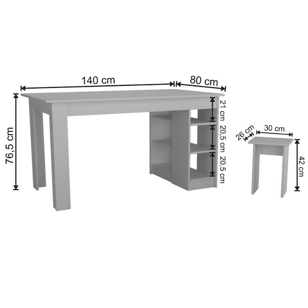 Encontraproduto.com.br - Mesa Nova Móbile Multi com 4 Bancos, Nicho e Prateleira
