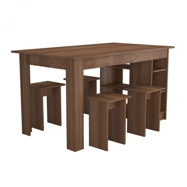 Encontraproduto.com.br - Mesa Multi Com 4 Bancos Nicho E Prateleira Nova Móbile Montana