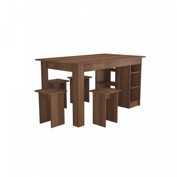 Encontraproduto.com.br - Mesa Multi Com 4 Bancos Nicho E Prateleira Nova Móbile Montana