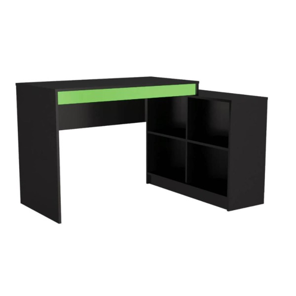 Encontraproduto.com.br - Mesa Escrivaninha Gamer com 4 Nichos B24 - Preto/Verde