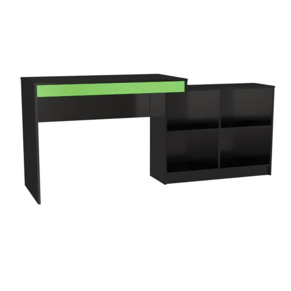 Encontraproduto.com.br - Mesa Escrivaninha Gamer com 4 Nichos B24 - Preto/Verde