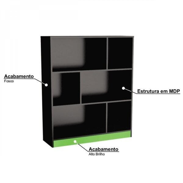 Encontraproduto.com.br - Estante Gamer com 6 Nichos B25 - Preto/Verde