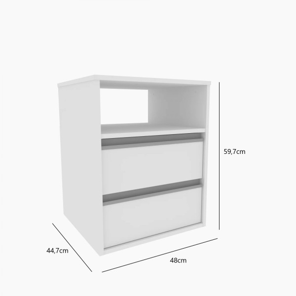 Encontraproduto.com.br - Mesa de Cabeceira com 2 Gavetas e 1 Nicho - Branco/Carvalho