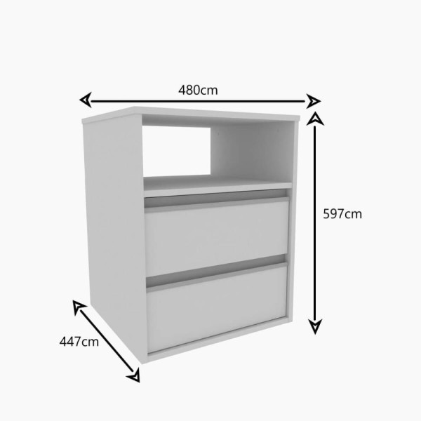 Encontraproduto.com.br - Mesa de Cabeceira com 2 Gavetas e 1 Nicho - Branco/Carvalho