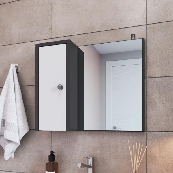 Encontraproduto.com.br - Armário Para Banheiro com 1 Porta Grafite Branco LVA04 Versato Nova Móbile